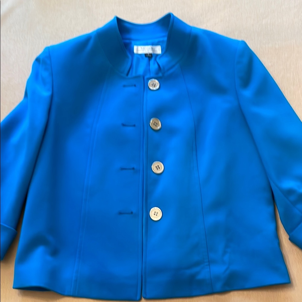 Vibrant Blue Jacket with Silver Buttons